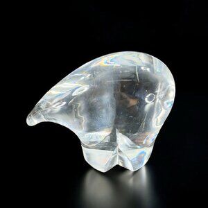 Spode Clear Crystal Figural Polar Bear Paperweight Figurine Signed Small Figure